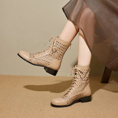 Women's spring/summer genuine leather cowhide mid heel