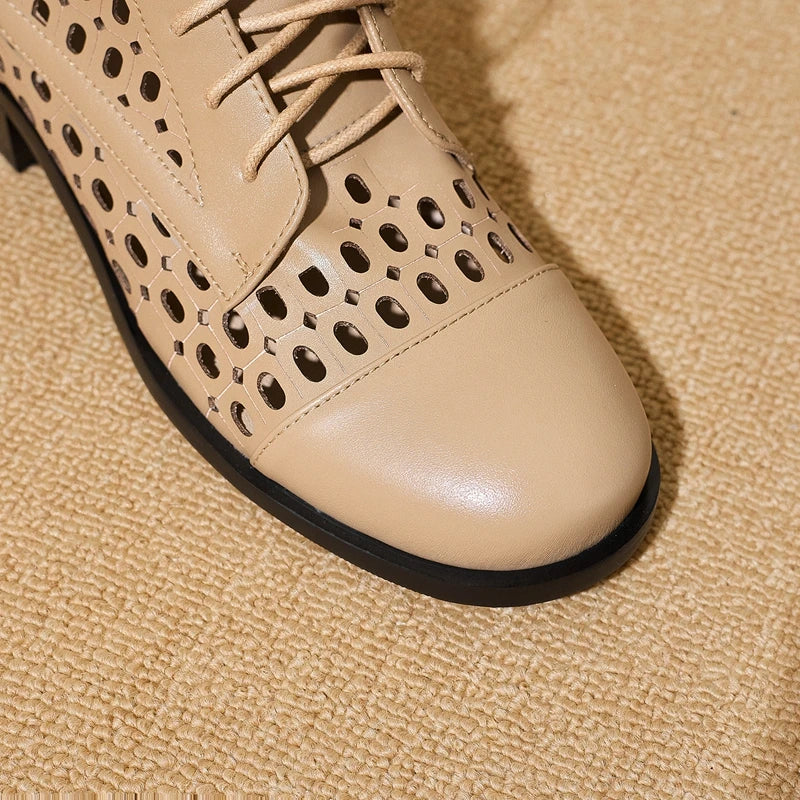 Women's spring/summer genuine leather cowhide mid heel