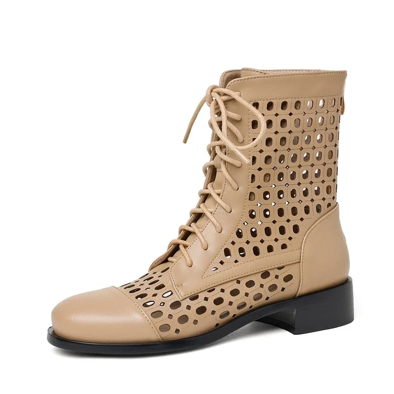 Women's spring/summer genuine leather cowhide mid heel