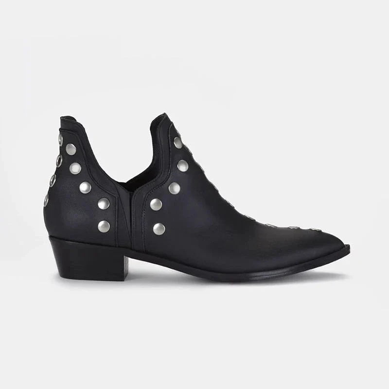 Women's spring/summer metal rivet pointed mid heel plus