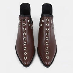 Women's spring/summer metal rivet pointed mid heel plus