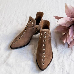 Women's spring/summer metal rivet pointed mid heel plus