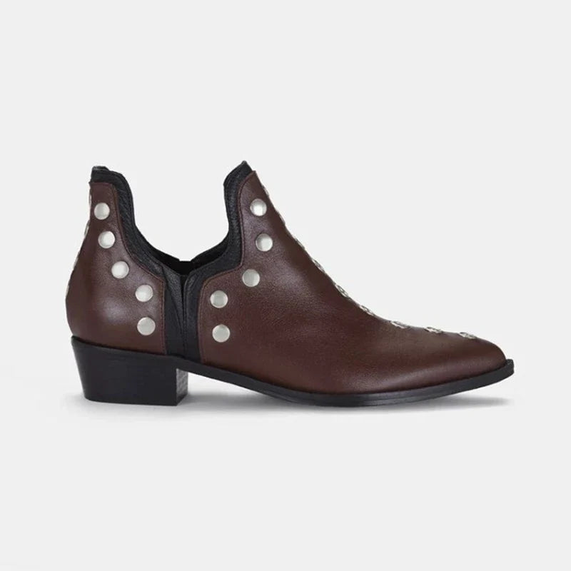 Women's spring/summer metal rivet pointed mid heel plus