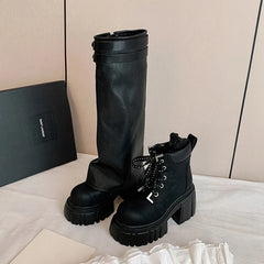 Women's style can be worn twice with leather round toe high heels