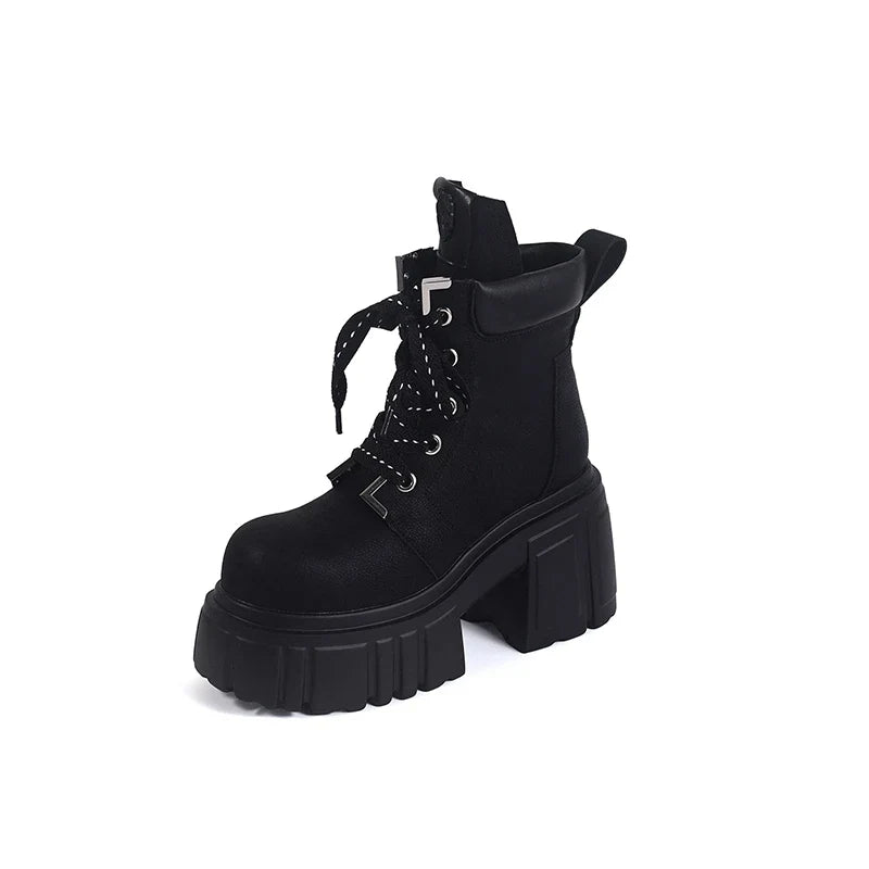 Women's style can be worn twice with leather round toe high heels