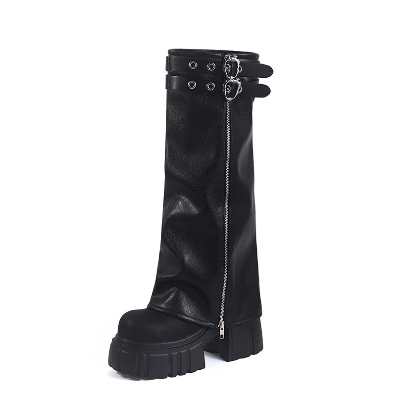 Women's style can be worn twice with leather round toe high heels