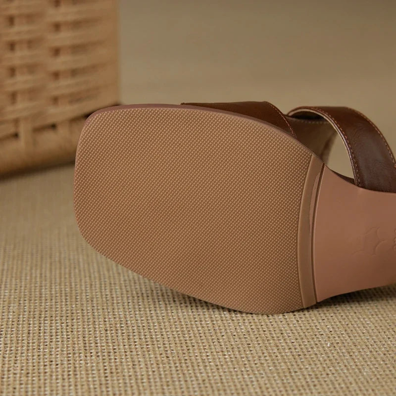 Women's summer leather metal belt buckle