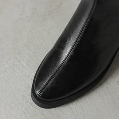 Women's winter leather cowhide warm lamb wool round toe high-heeled plus