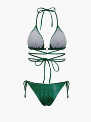 Grid Halter Swimsuit Bikini Set