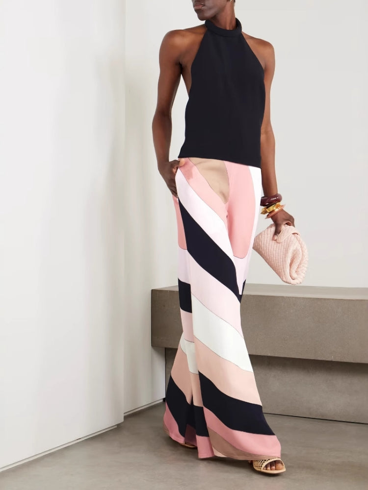 Halter Backless Printed Jumpsuit