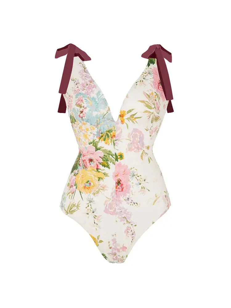 Appliqué Tie-Up Bikini Set