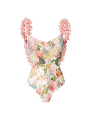 One-Piece Appliqué Bikini Swimsuit