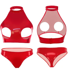 Turtleneck Latex Lingerie Women Peekaboo