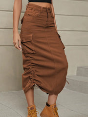 Utility Denim Midi Skirt