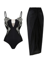Rhinestone Rose One-Piece Swimsuit