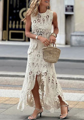 Elegant Crochet Hollow Lace Skirt Set