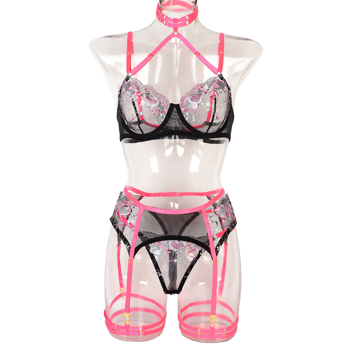 sexy latina lingerie with Choke Garter Belt hot floral bra and panty sets